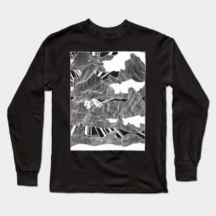 Clouds - chalkboard, hand drawn, pattern Long Sleeve T-Shirt